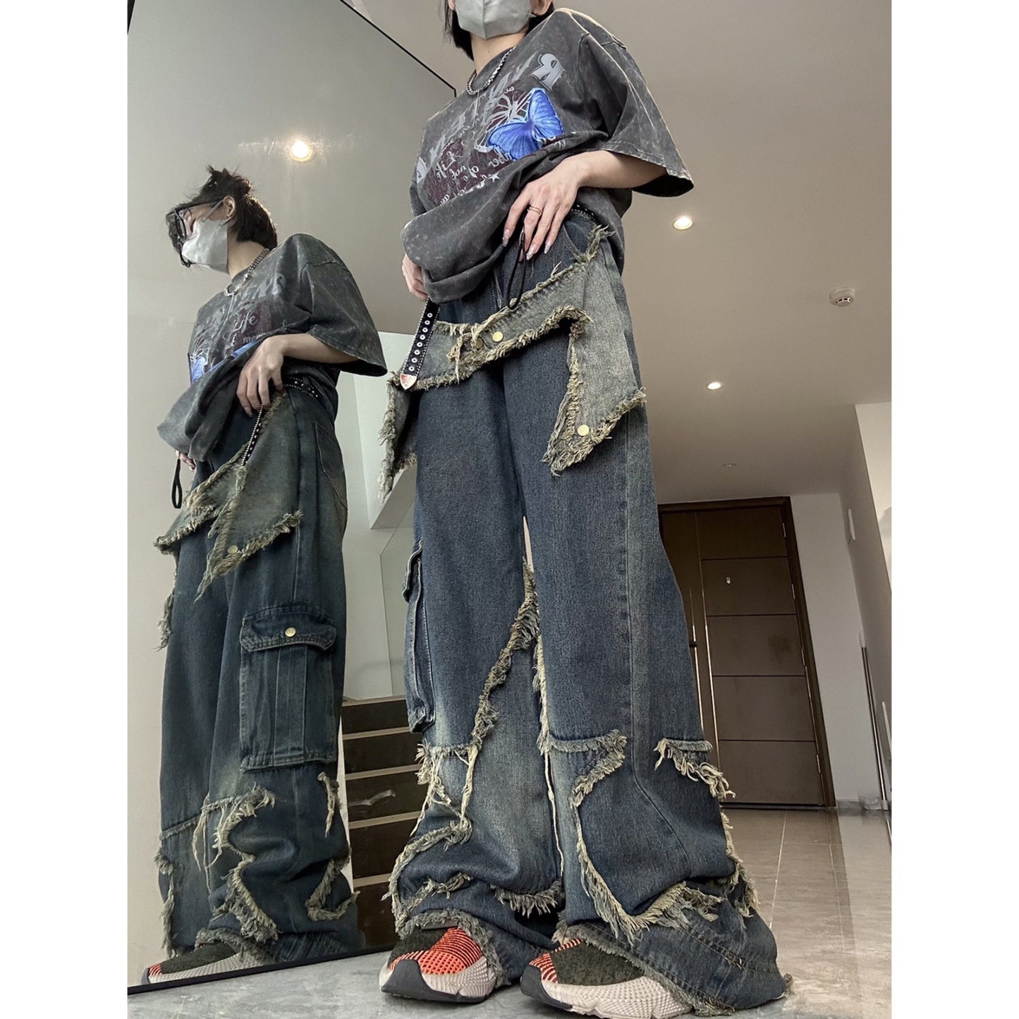 Small Street Design Sense American Retro Jeans Dame