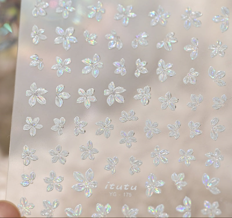 Camellia 5d Relief Nail Sticker Stereo Ornament