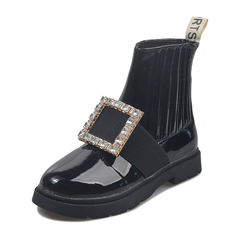 Autumn and Winter Martin Boots RV Rhinestone Square Buckle  Boots