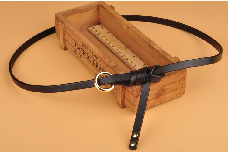 Round button top leather belt