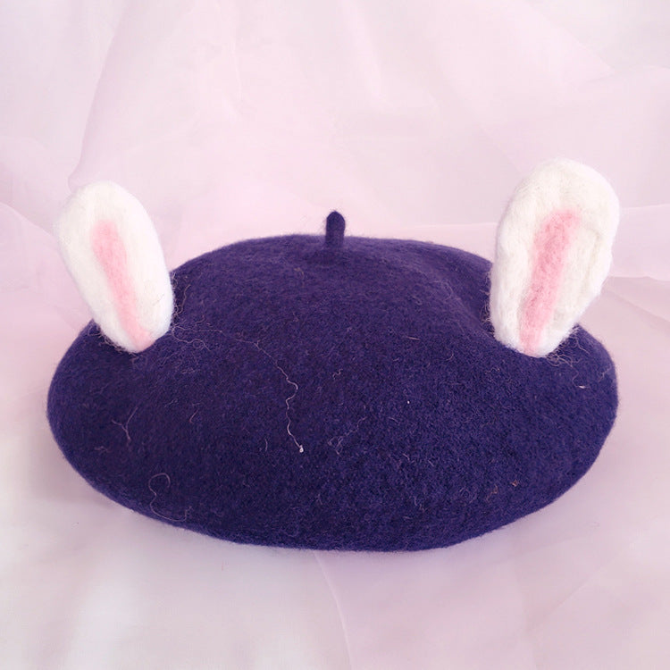 Women's Fashion Wool Tweed Soft And Cute Cat Ears Hat
