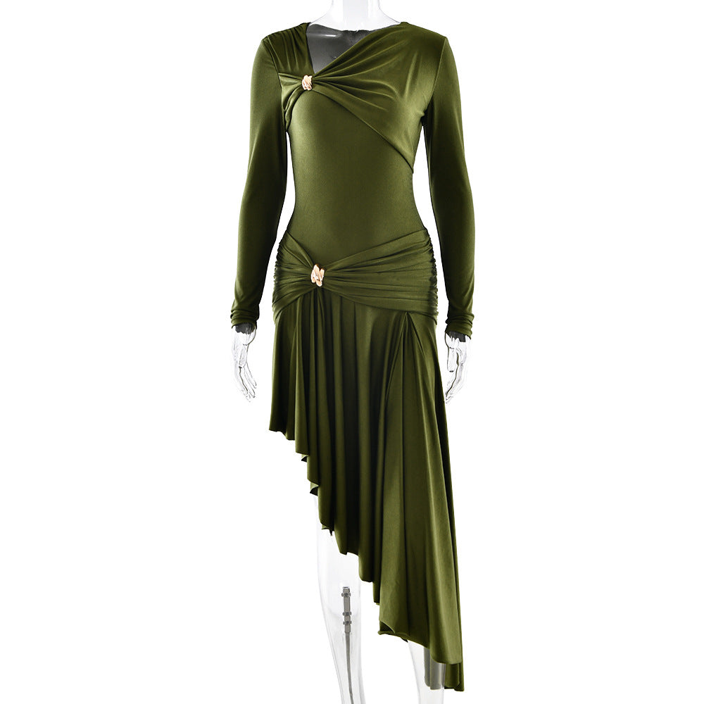 Fashionable Minimalist Asymmetrical Design Womens Long Dress