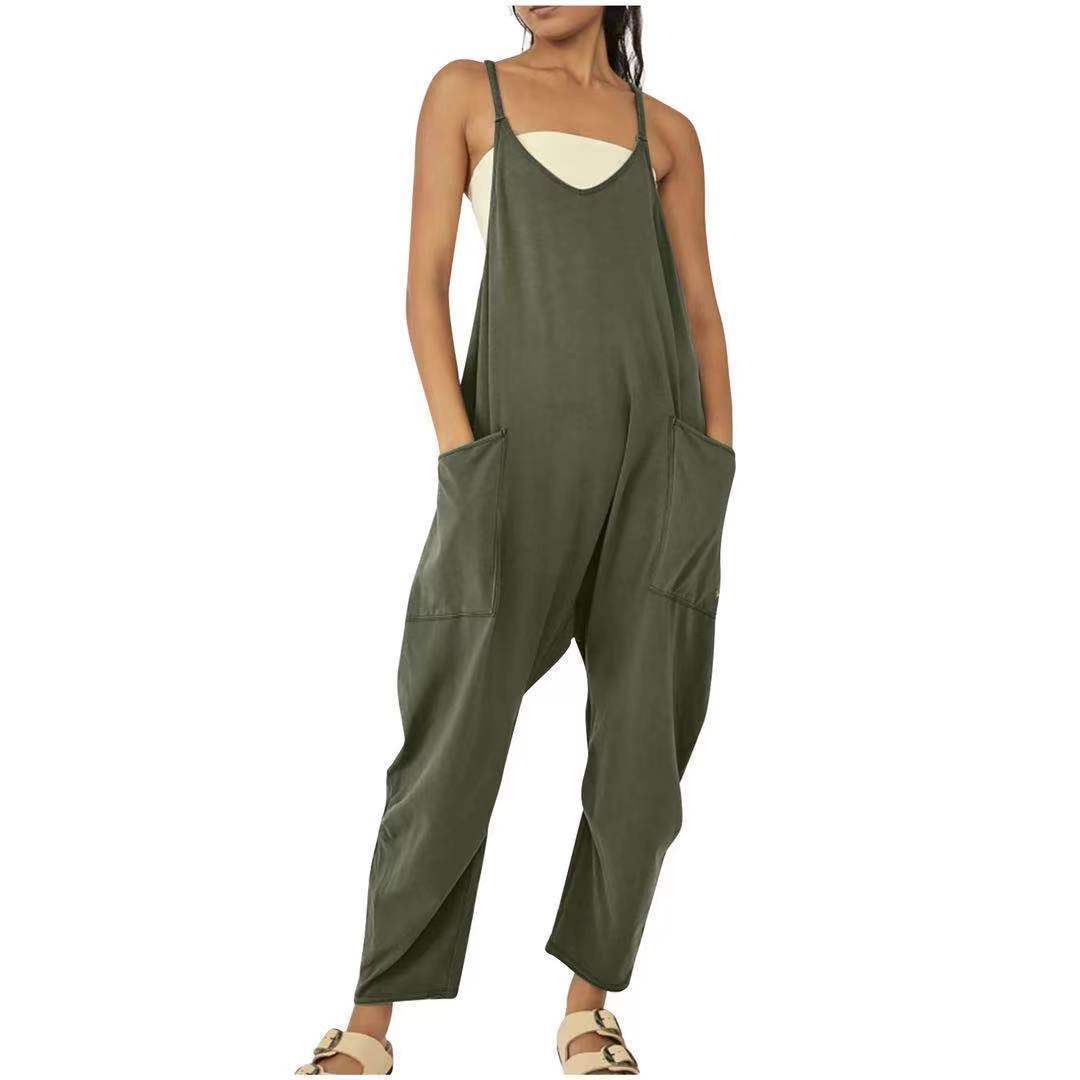 Zipper Pocket Sling Pants Jumpsuit