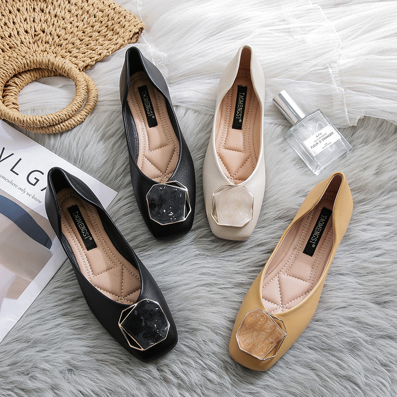 Women's Fashion Simple Square Toe Flat Shoes