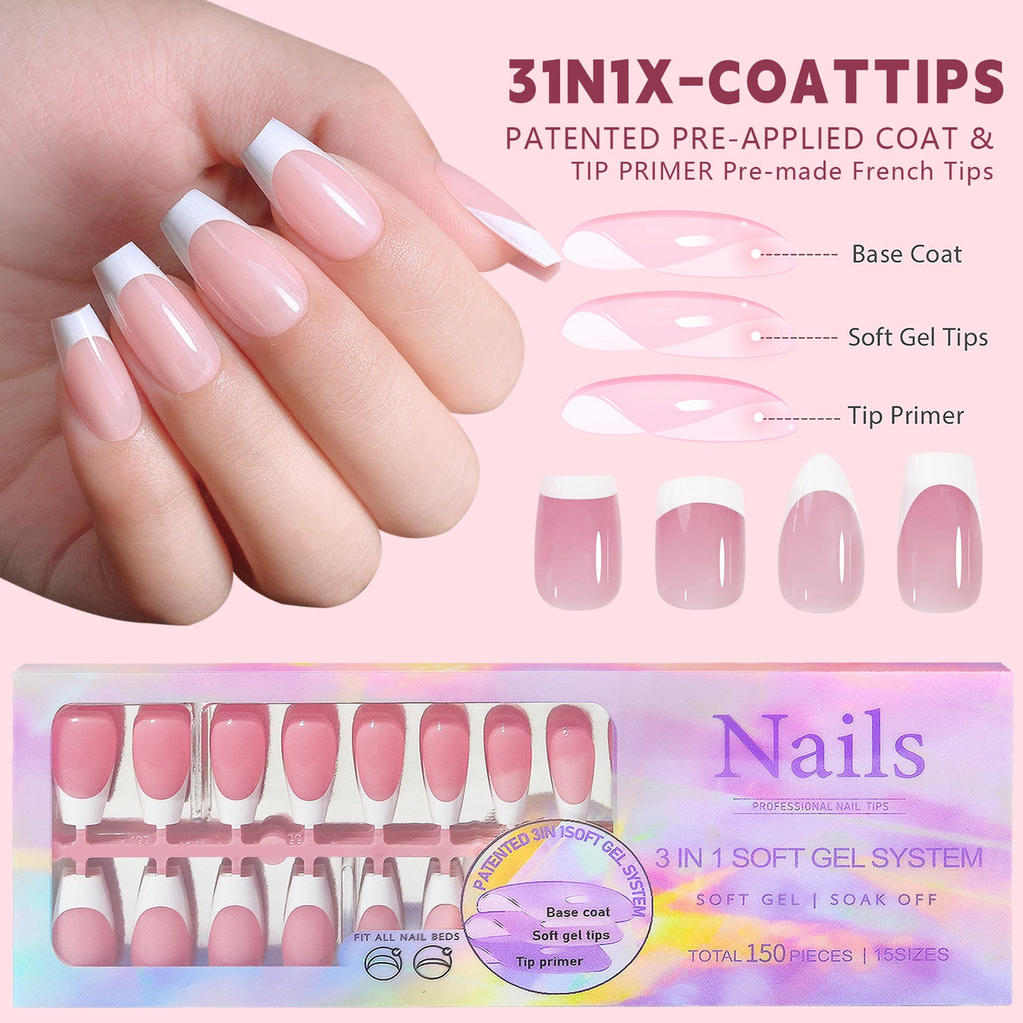 Non Marking Wearable Detachable French Style Nail Patch
