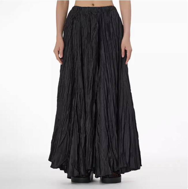 Irregular Ultra-long Mop Umbrella Skirt Slimming Pleated Half-length