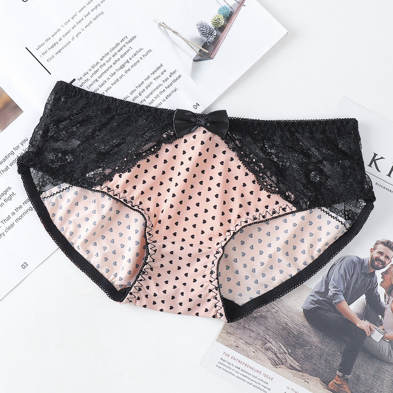 Women's Ice Silk Refreshing Low Waist Cute Bow Briefs