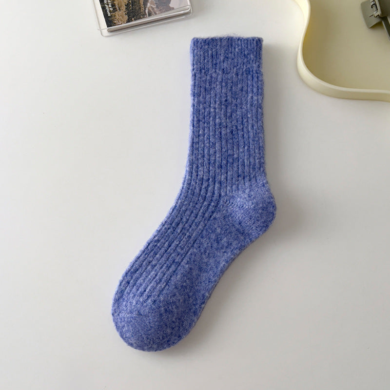 Thick Solid-color Warm Wool Mid-calf Socks