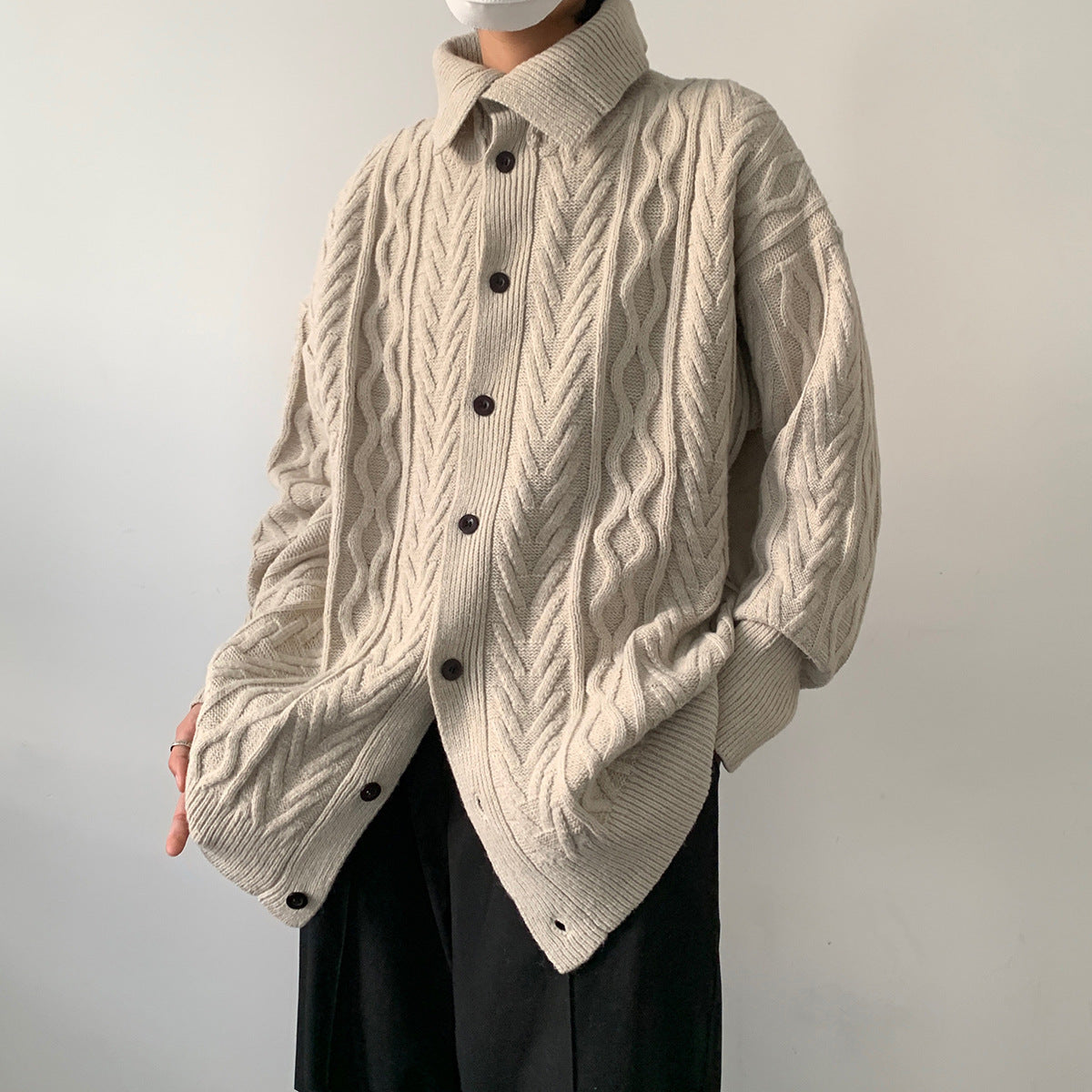 Korean Vintage Twist Lapel Knit