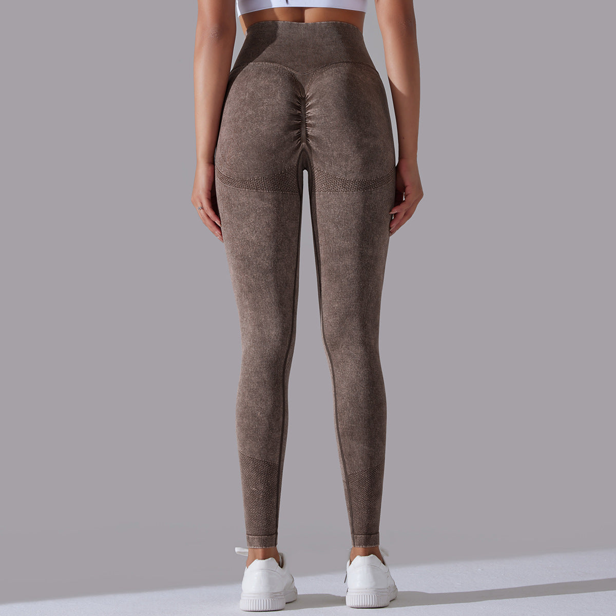 Strikkede sømløse yogabukser Løbesport Fitness Højtaljede baldeløftende leggings Damebeklædning