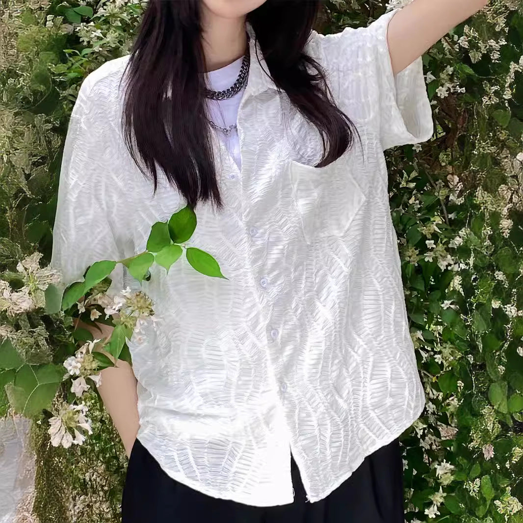 Niche Advanced Design Sense New Chinese Style Cuban Collar Retro Short Sleeve