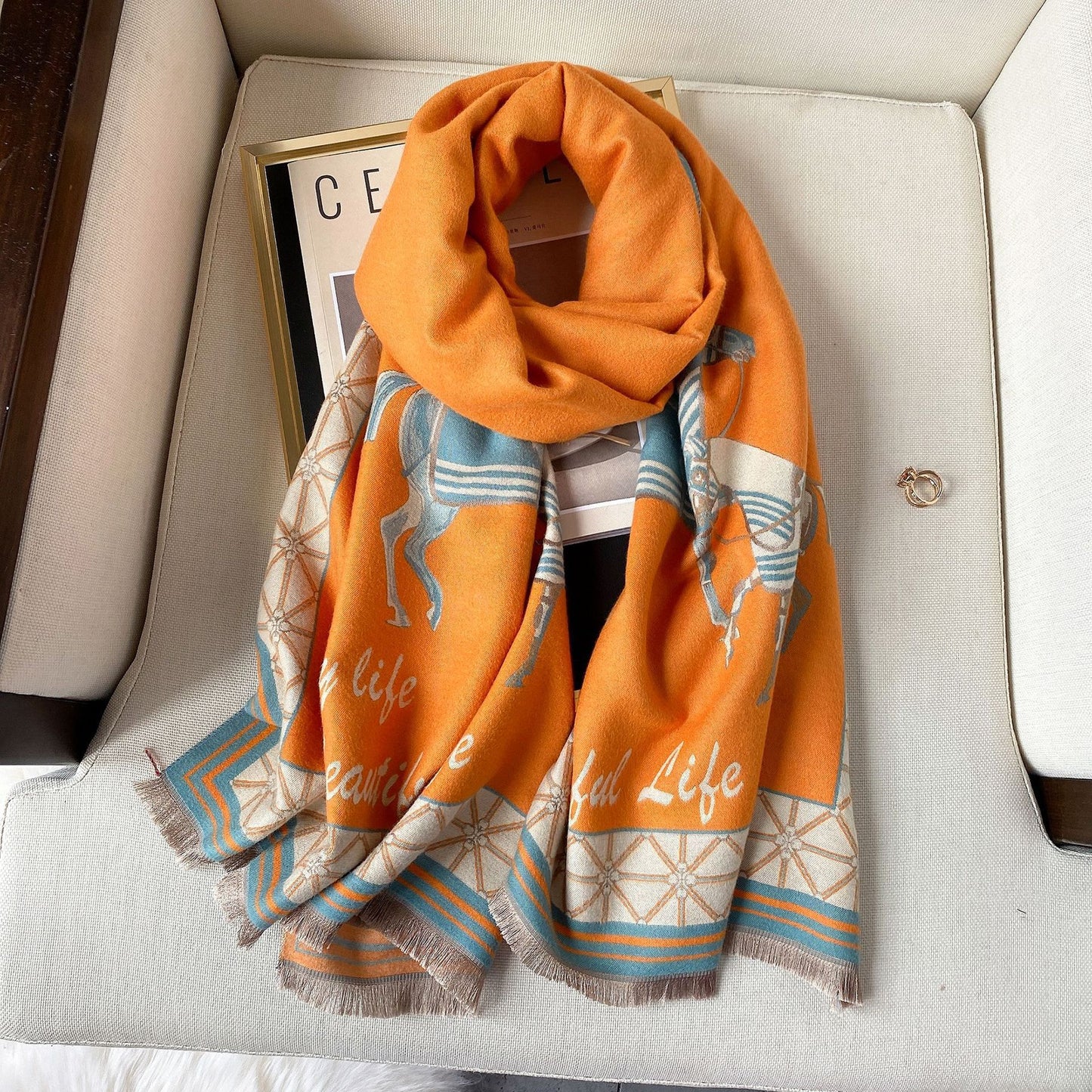 Women's Dual-use Cashmere-like Thickened Double-sided Scarf
