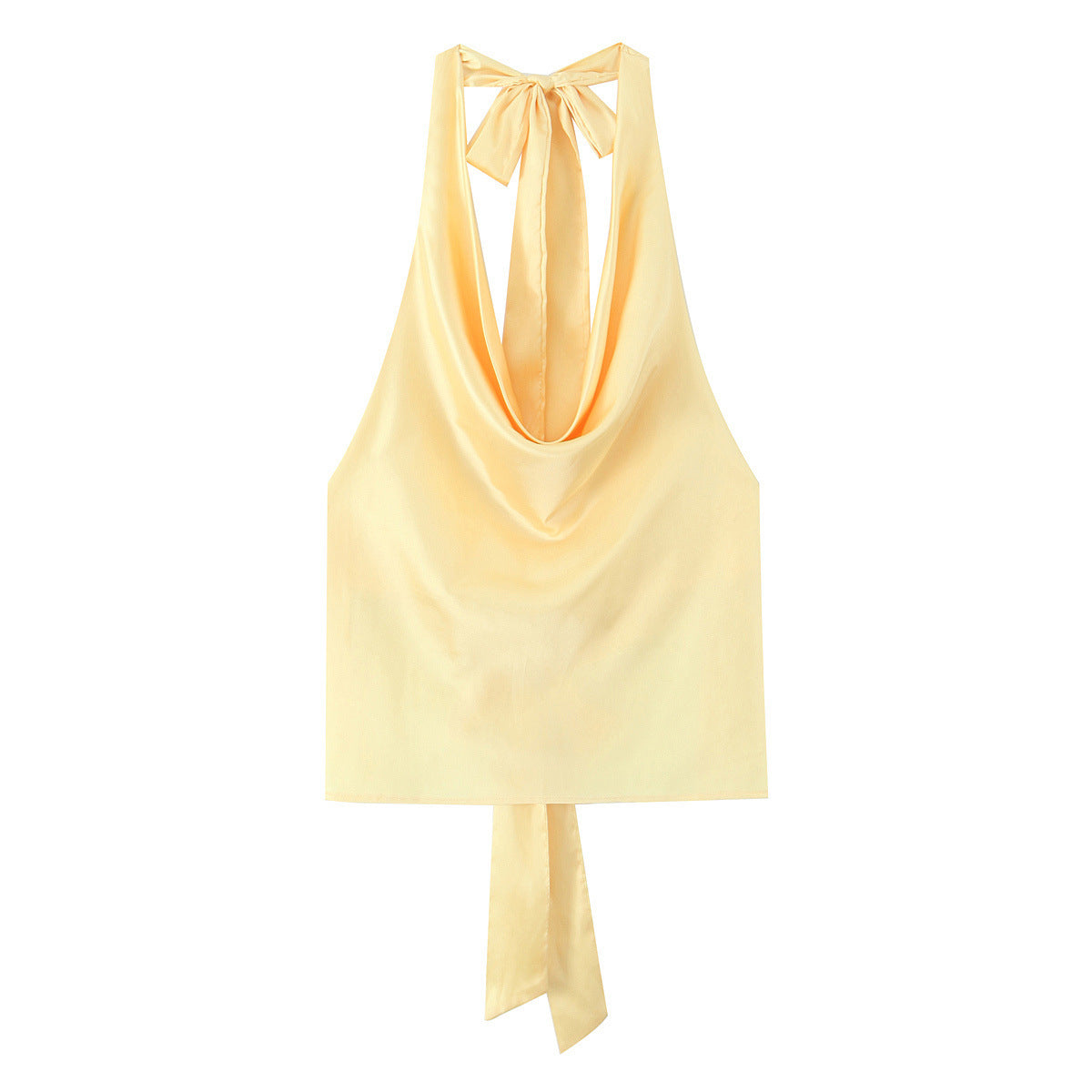 Sexy Backless Bow Halter Top With A Silky Satin Finish