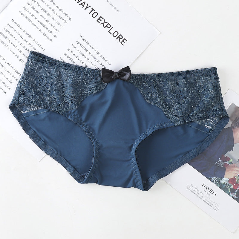 Women's Ice Silk Refreshing Low Waist Cute Bow Briefs