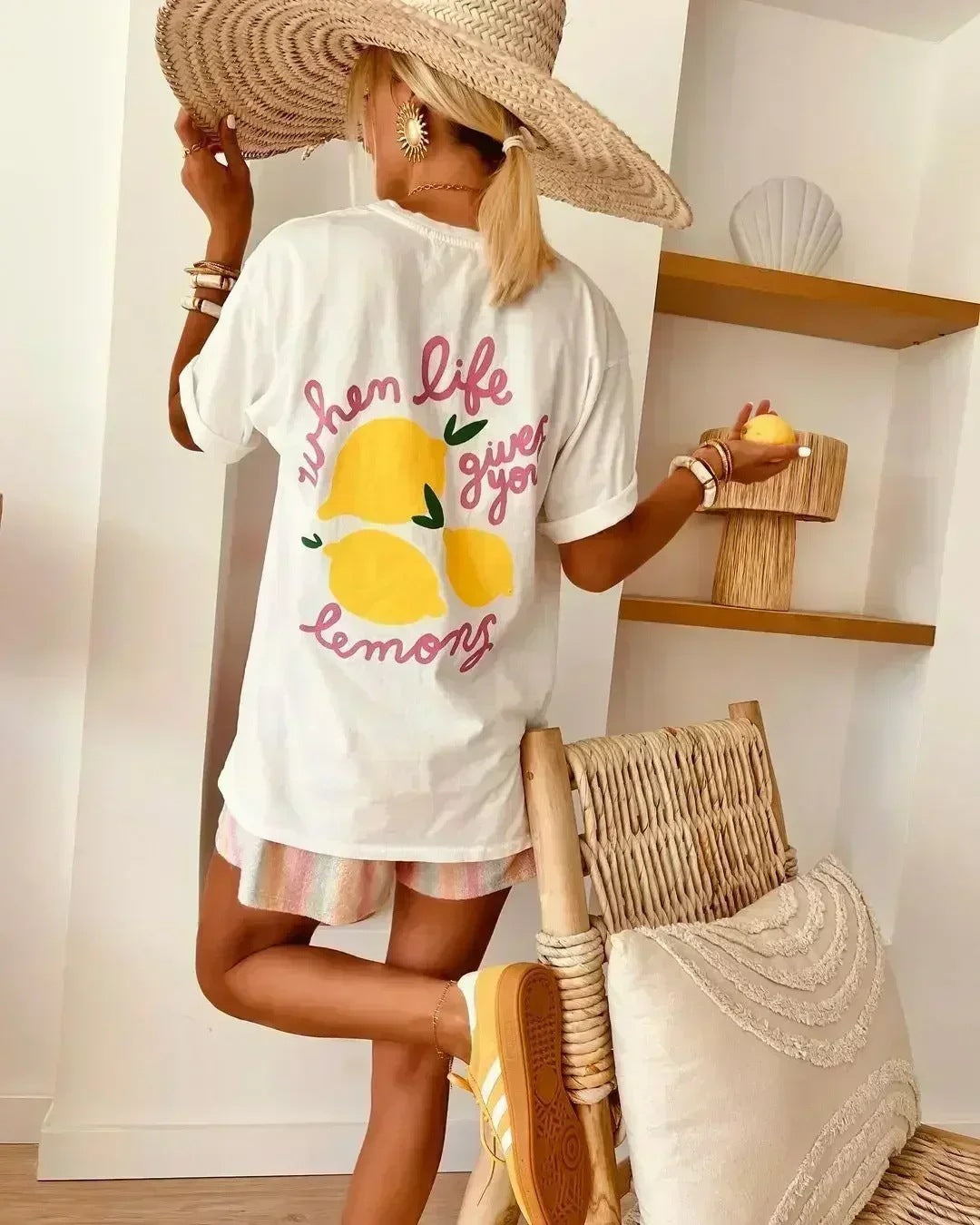 Women's Loose Printed Casual Short Sleeve