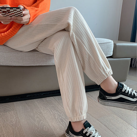 Padded Chenille Casual Corduroy Trousers