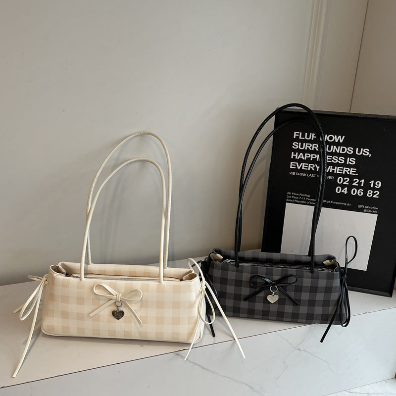 Contrast Color Bowknot Niche Sweet Girl Shoulder Bag
