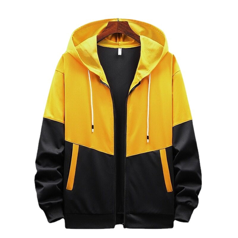 Men's Fashion Zipper Cardigan Long Sleeve Stitching Design Coat