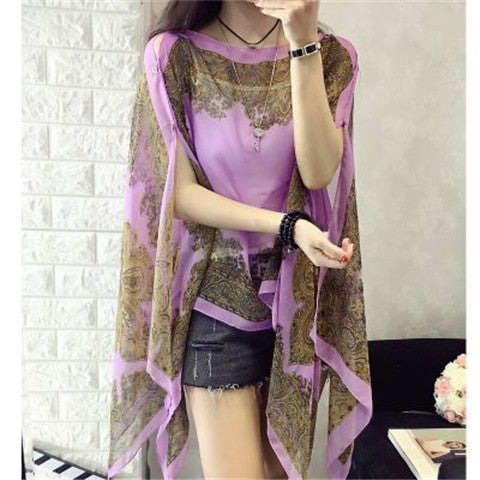 Fashionable Women's Multifunctional Printed Chiffon Shawl
