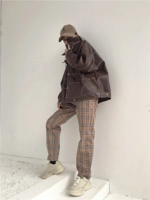 Street Topstitched Big Pocket Motorcycle PU Leather Women's Jacket