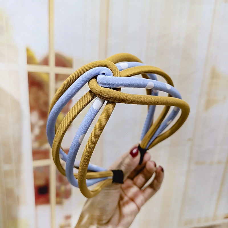 Net Celebrity Popular Hair Band Wave Dot Solid Color Cloth