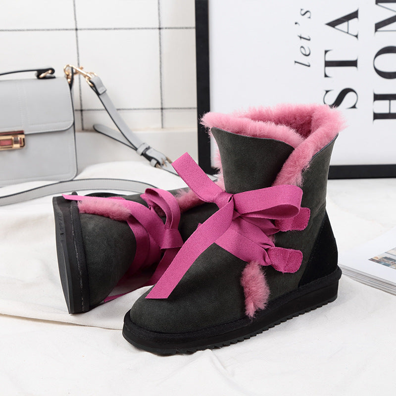 Northeast Winter Bow And Velvet Short Tube Warm Short Boots