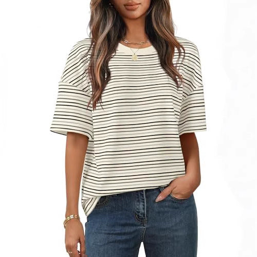 Fashion Casual All-matching Comfortable Short Sleeve Round Neck T-shirt
