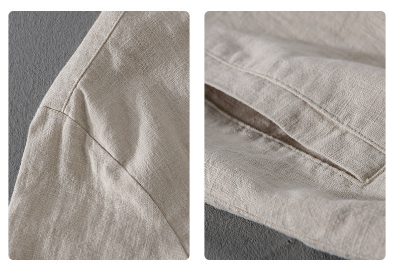 Linen Coat Stand Collar Men's Jacket