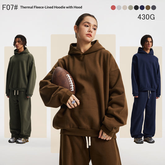 Fleece-lined Thickened Warm Loose Hooded Sporty Casual Couple Set