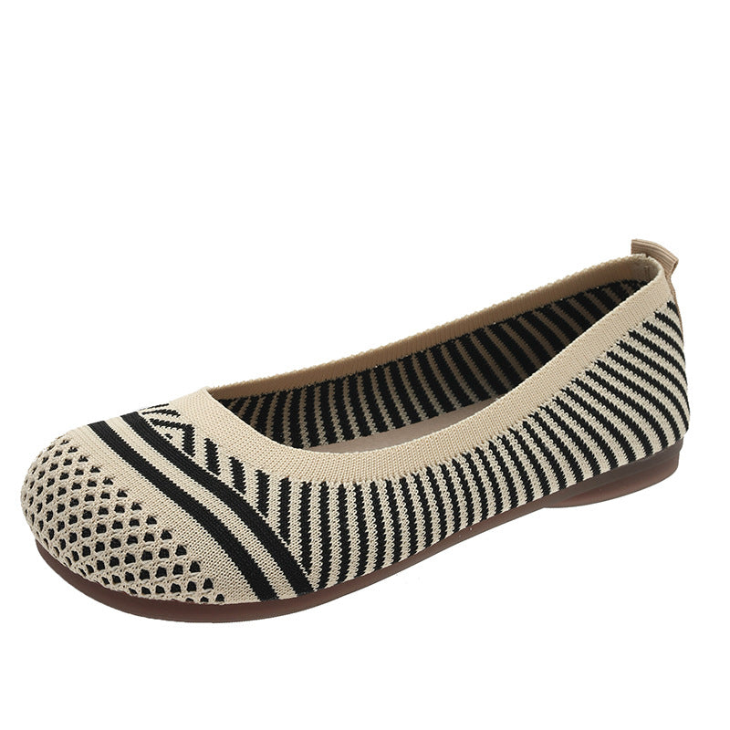 Soft Bottom Pumps Women's Knitted Woven Low-cut Flat Shoes