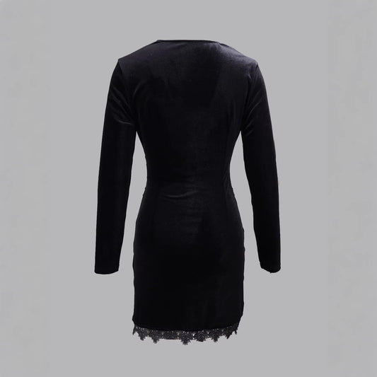 Elegant Womens French-Style Slim-Fit Sheath Dress With Lace Panels