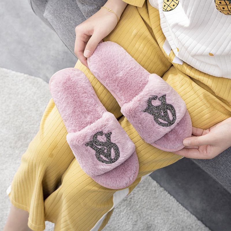 Women's Home Bright Diamond Warm Fashion Cotton Slippers