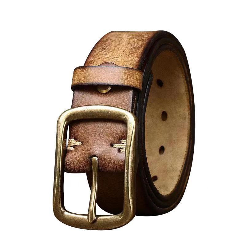 Leather Belt Men's Genuine Leather Pure Retro 38CM