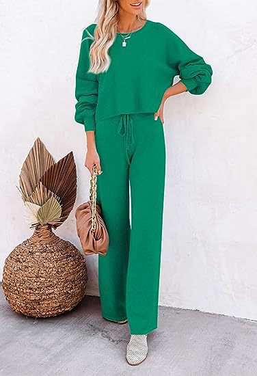 Casual Solid Color Long-sleeved Trousers Two-piece Set
