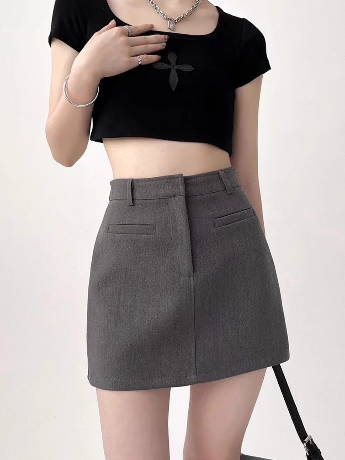 High Waist Petite Hot Girl Split A- Line One Step Sheath Skirt