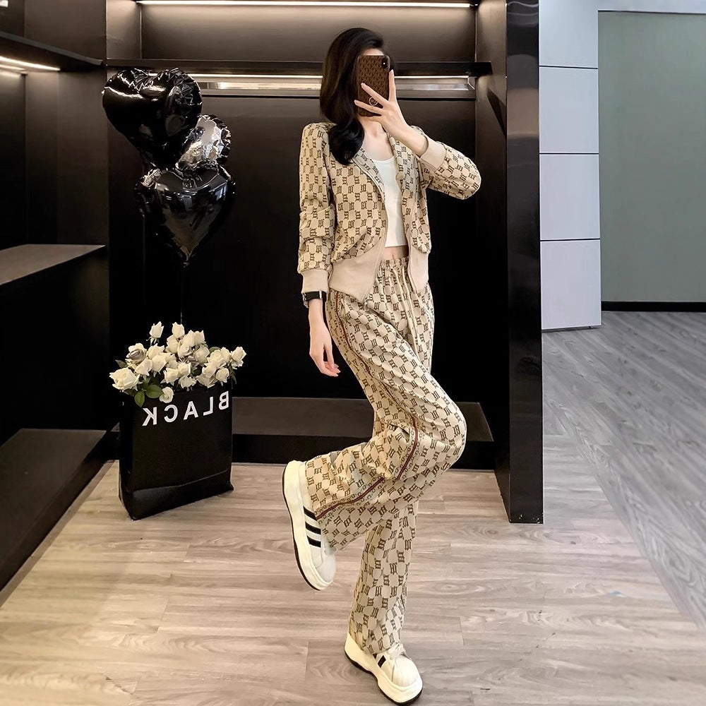 New Stylish, Youth-boosting Hoodie And Wide-leg Pants Two-piece Set
