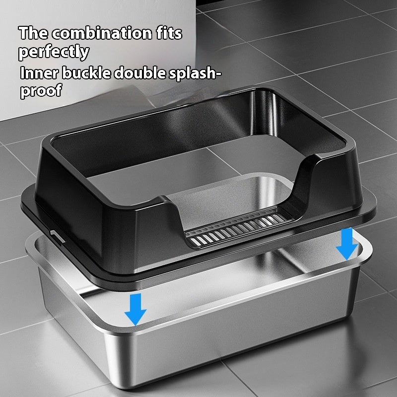Stainless Steel Litter Box Open Deepening Semi-closed