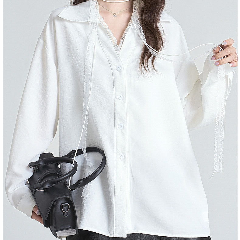 Lace Streamer Long Sleeve Shirt For Women
