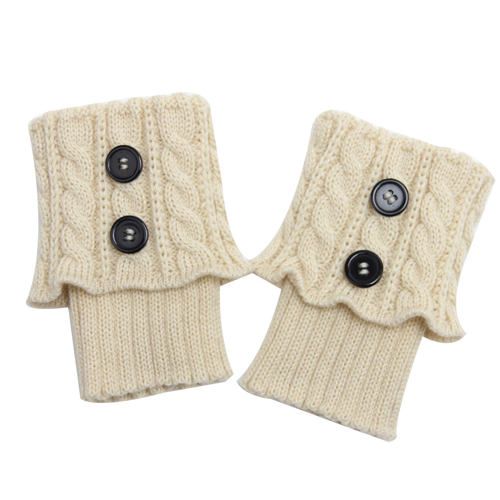 Women's Knitted Wool Short Twist Flap Button Ankle Cover