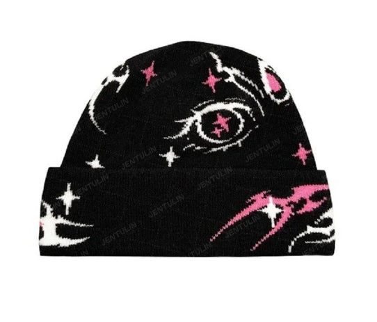 Thorn Lightning Jacquard Pattern Knitted Beanie Stretchy Warm And Thickened Cold Weather Hat