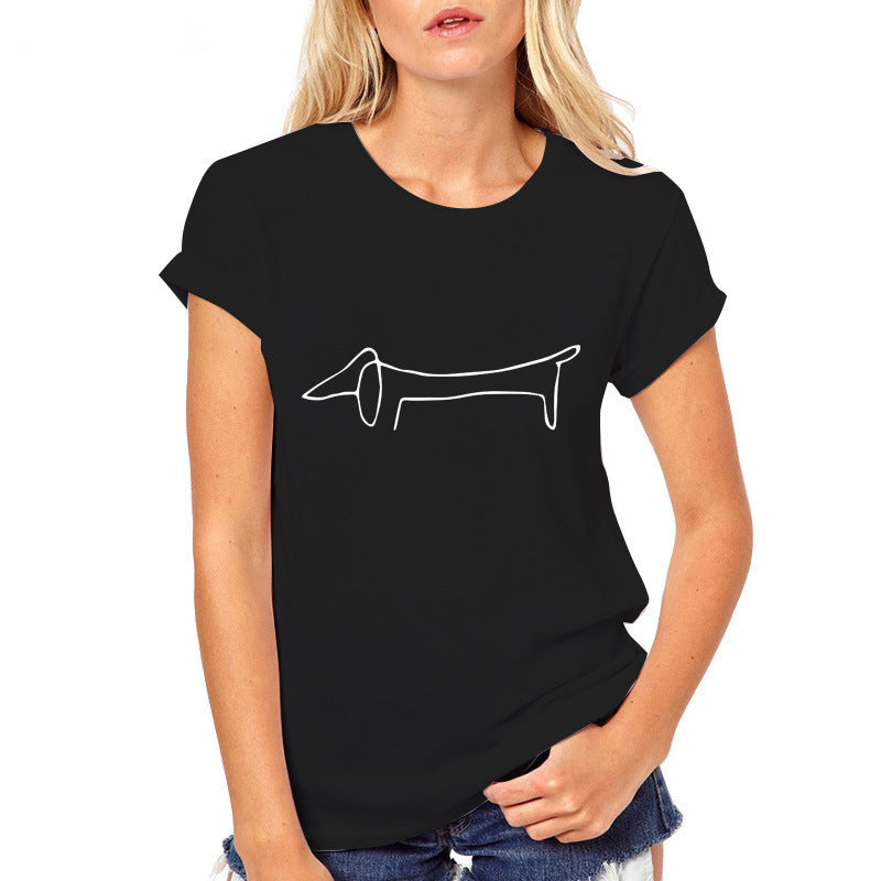 Women's Dachshund Print Short Sleeve T-Shirt