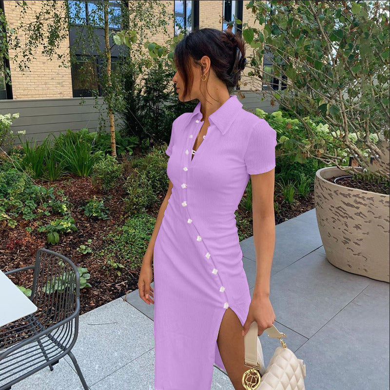 Womens Sexy Dress With Buttoned Slit On The Side