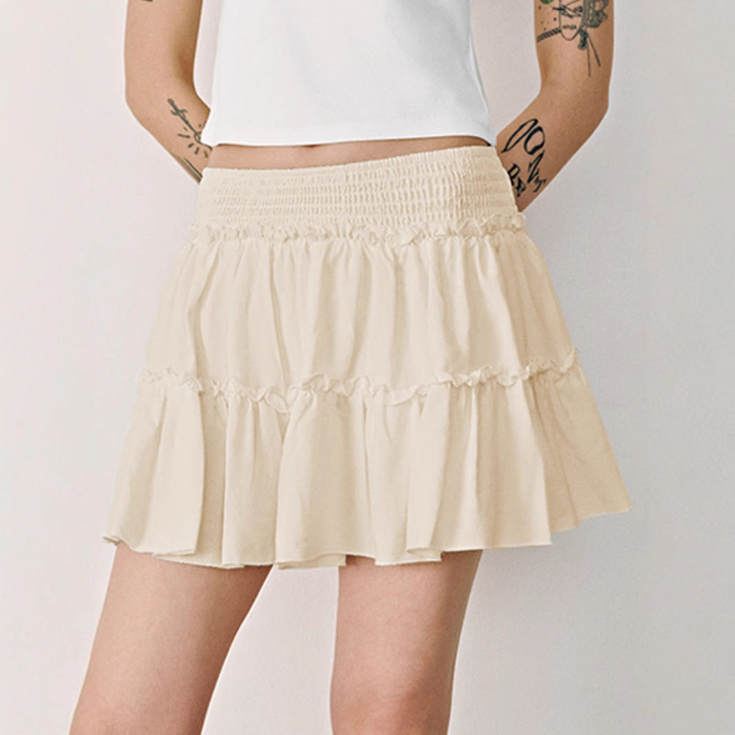 Women's High-waisted Elastic Waist Skirt With Lining