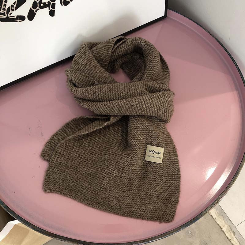 Pure Color Soft Knitted Women's All-match Warm Scarf