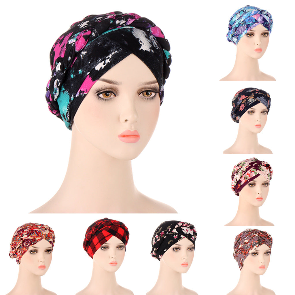 Tie-dyed kort fletning kan skjule hårturbanhat
