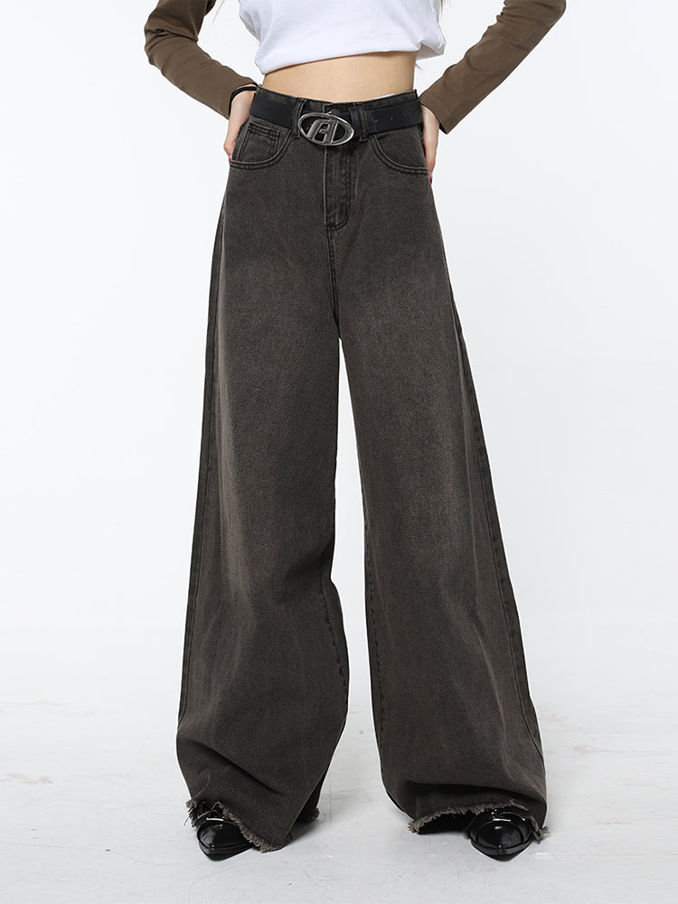 Retro Black Gray Do Old Jeans Female