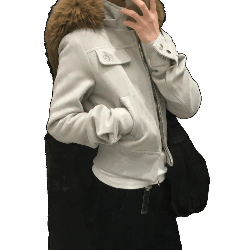 Women's Slim-fit Short Fur Collar Shoulder Jacket
