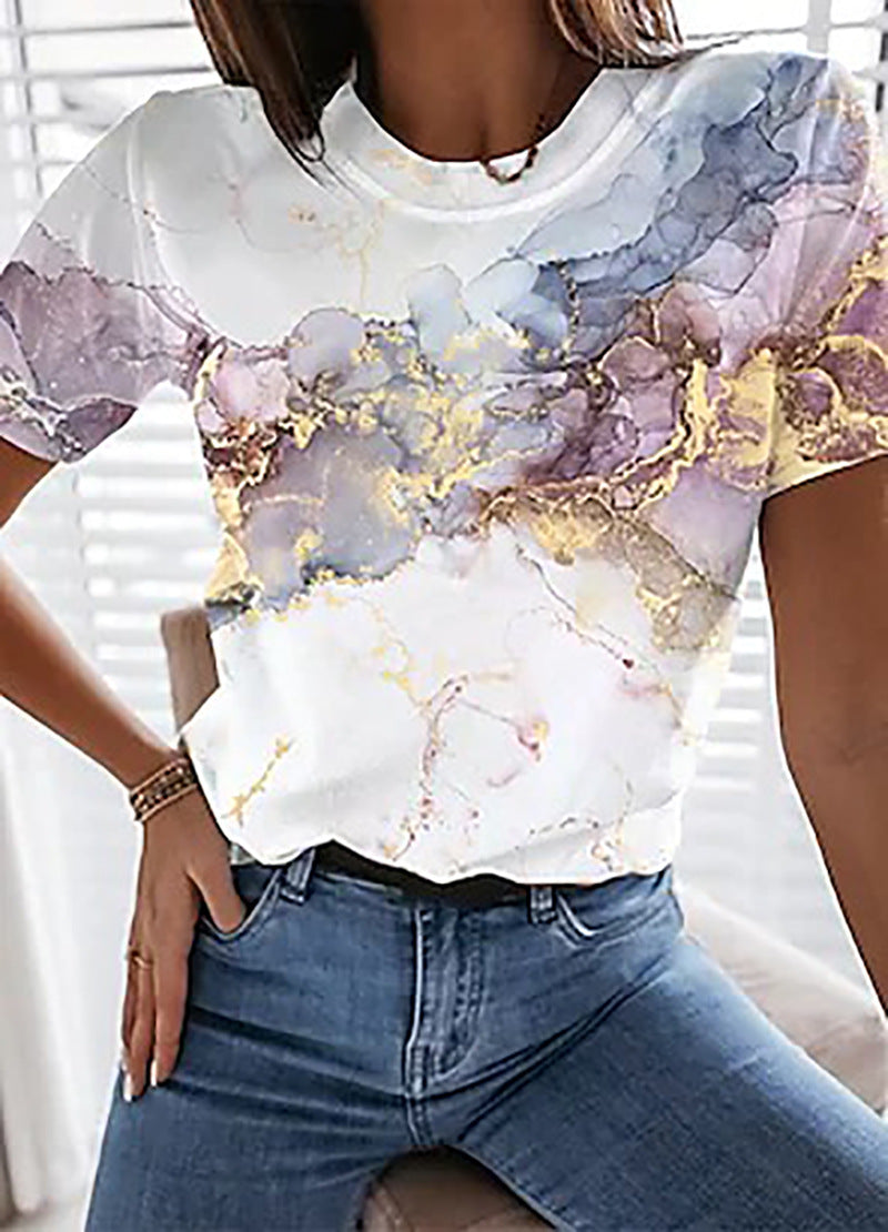 Round Neck Women's Short-sleeved T-shirt Loose Casual
