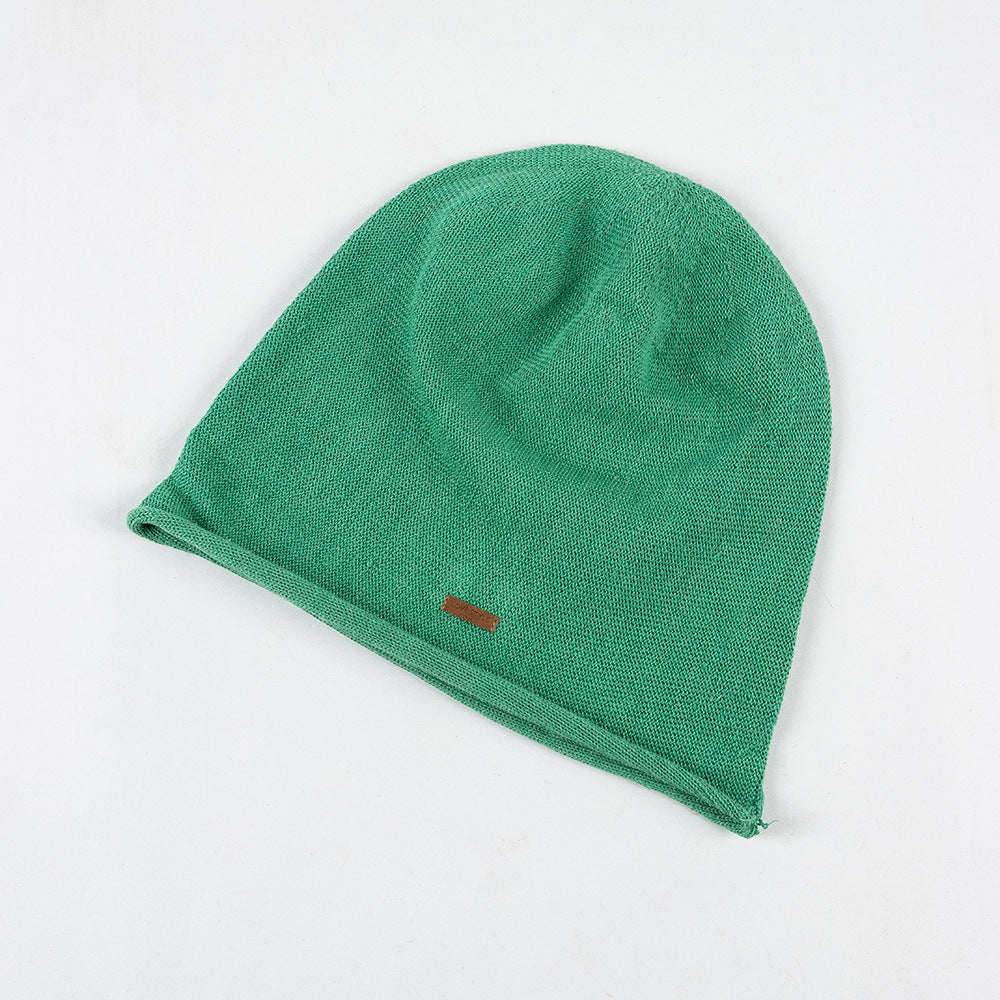 Breathable Knitted Linen Fisherman Hat With A Leather Patch Label