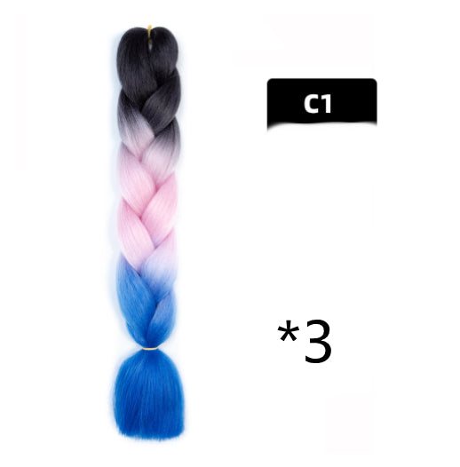 Color Big Braid African Chemical Fiber High Temperature Silk Wig Gradient